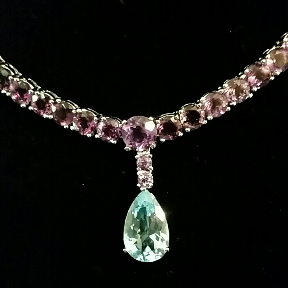 💋HP💋Solid 925 Sterling Amethyst & Blue Topaz